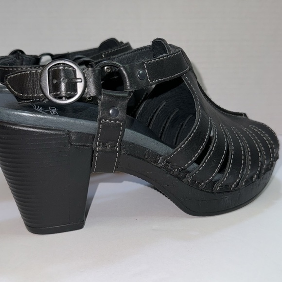 Dansko Randa Women’s Black Leather Block Heel Slingback Dress Sandal - Picture 8 of 9